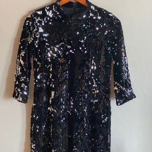 Zara Trafaluc Sequin Burnout Asian Mini Dress